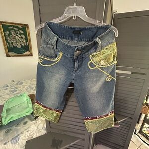 Lapis Denim Shorts with Unique Accents